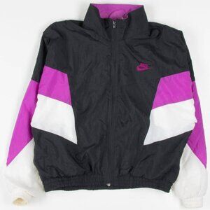 Vintage Nike Cropped Windbreaker Jacket, Black/Purple/White